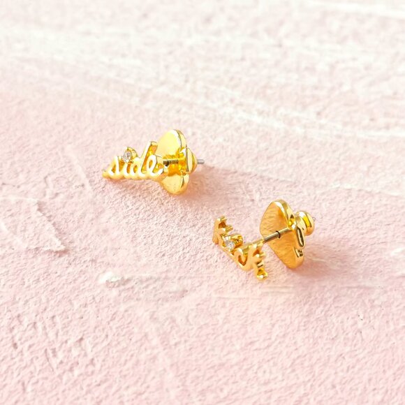 Kate Spade Say Yes Sidekick Gold Stud Earrings - Picture 2 of 3